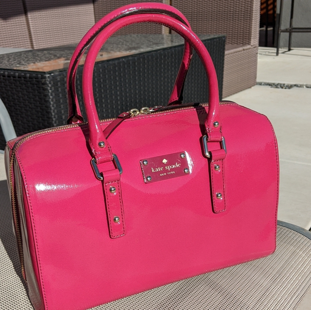 Kate Spade patent leather hot pink purse bag